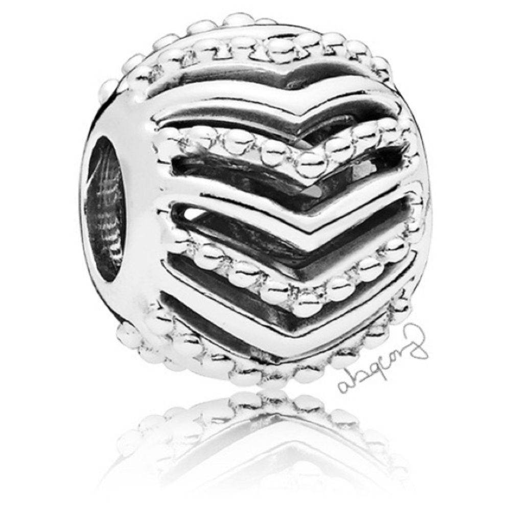 Pandora 797805 Sterling Silver Beaded Wishbone Openworks EUC Charm